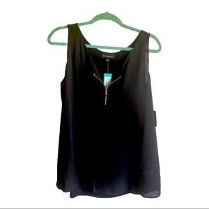 NWT FORTUNE + IVY Black Scallop Detail Blouse Size Large